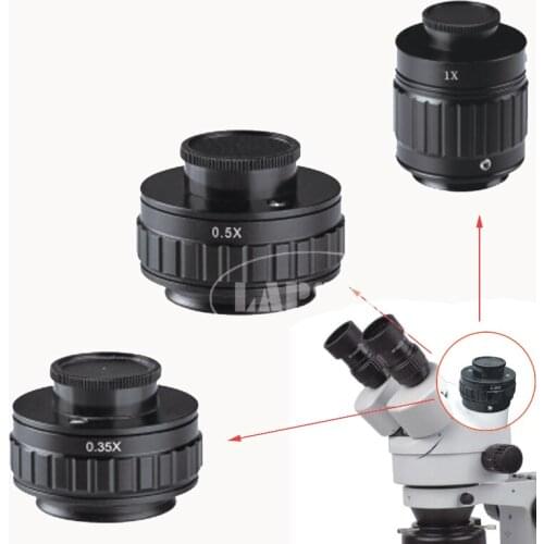 CTV 0.35X / 0.5X / 1X focus adjustable C mount adapter Ring M38 38mm for New type of Trinocular Stereo microscope Set