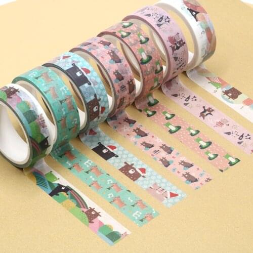 1PC 15mm * 5m Kawaii animal Cartoon Masking Washi Tape Decorative Adhesive Tape Decor Decora Diy Scrapbooking washi tape