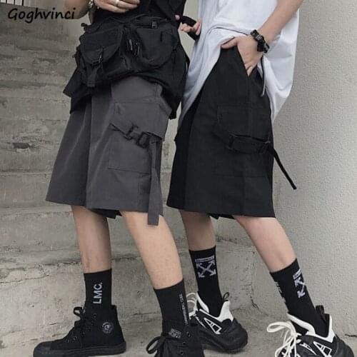 Women Shorts Solid Elastic Waist Safari Style Hipsters Harajuku Baggy High Street Hip-hop Couples Unisex Cool All-match S-3XL