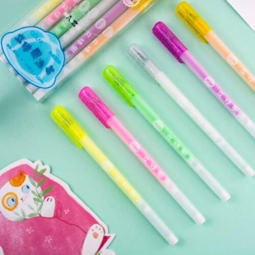 2021 New 6 Pieces Assorted Colors Gel Pen Glossy Gel Pens 3D Jelly Gel Pens for Scrapbook