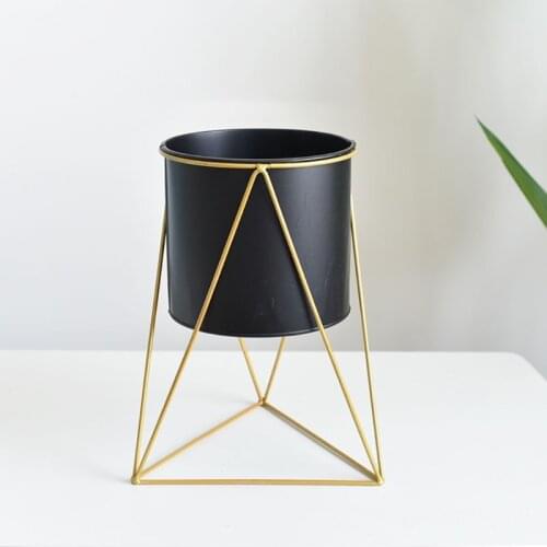 H55A Nordic Style Geometric Metal Iron Flower Pot Succulent Plant Display Holder Ornaments Desktop Home Office Garden Decor