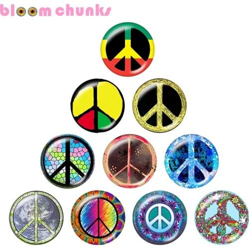 Anti-war peace 12mm/18mm/20mm/25mm Round glass cabochon flat back Making snap button jewelry S3109