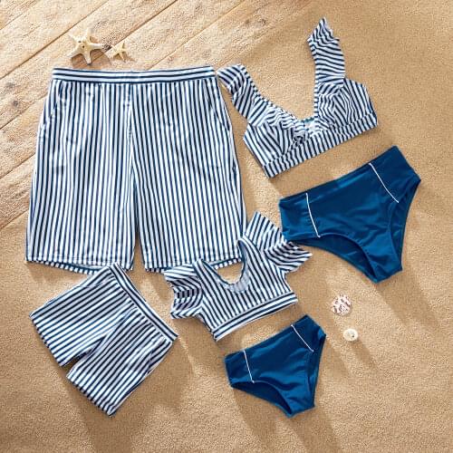 PatPat 2021 New Arrival Summer Family Look Striped Matching Swimsuits