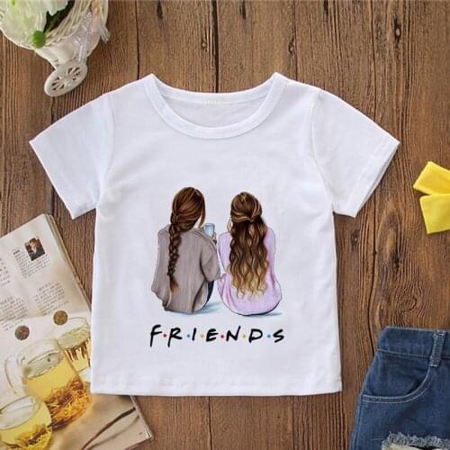 Fashion New Girlfriend T-shirt Friends Print Girl Top Design Harajuku Kid T-shirt Me And My Friends Round Neck Baby Boy Costume