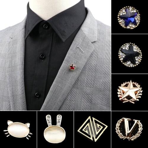 Mens Advanced Chic Brooches Cat Rabbit Crown Star Pin Shawl Lapel Pins Corsage Hat Shirt Suit Collar Pin Party Daily Accessory