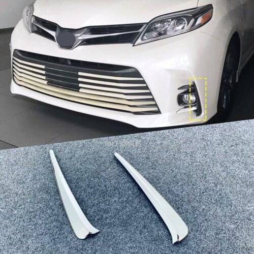 Car Body Head Front Fog Eyebrow Trim Light Lamp Frame Stickers ABS Chrome Cover 2pcs For Toyota Sienna 2018 2019 2020 accessorie