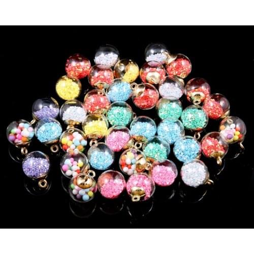 New Fashion Transparent Vial Glass Ball Pendant Colorful Plastic Sequins Charms for DIY Earrings Necklace Accessories Gift