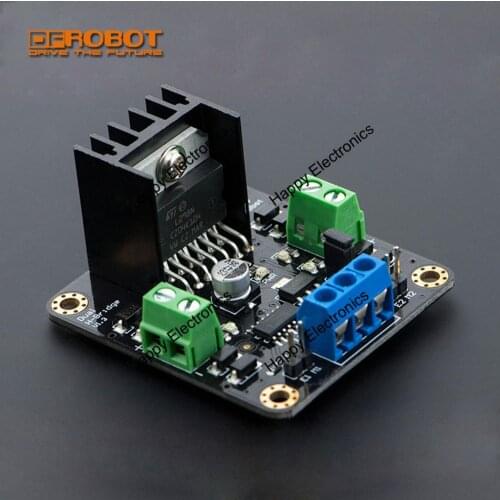 Upgrade DFRobot MDV 4.8~46V Dual 2A 2x2A DC Motor Controller Driver DF-MD V1.3, L298N chip 25W compatible with arduino etc