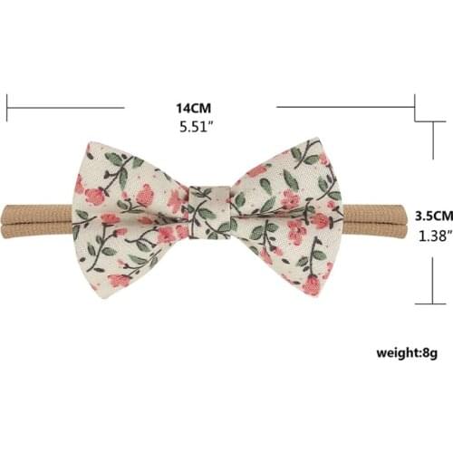 N7ME Baby Girls Elastic Bow Headband Fashion Printing Bowknot Hair Band Newborn Toddler Kids Soft Cotton Headwear Hair