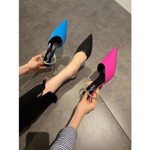 Pure Color Simple Sexy Stiletto Pointed Toe Ladies Sandals Summer Fashion Set Foot Elegant High Heels Hot Sale Large Size 35-40