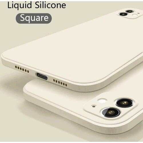 Original Square Liquid Silicone Phone Case For iphone 12 11 Pro Mini XS MAX X XR 7 8 Plus SE 2020 Soft Cover Shell Coque Funda