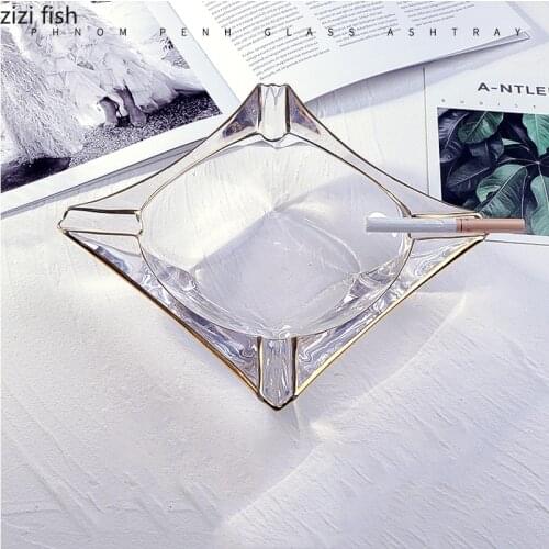 Phnom Penh Transparent Glass Ashtray Square/triangle/ Boat Shape Ash Storage Box Decorative Storage Ornaments Crystal Soot Tray
