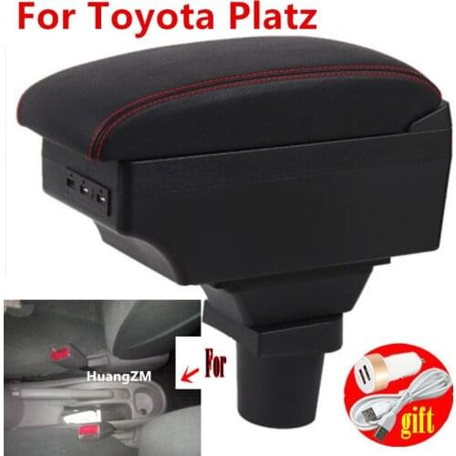 For Toyota Platz Armrest box Interior Parts special Retrofit parts Car Armrest Center Storage box with USB LED light