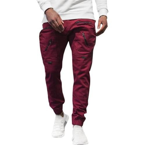 Casual Pants Men Multi-Pocket Jogger Cargo Sweatpants Ankle Tied Sportswear Pants Trousers Mens Clothing 2021