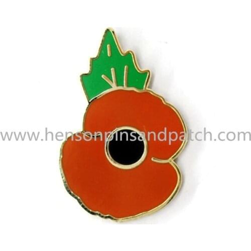 Retail and stock metal hard enamel red flower Poppy pin badges