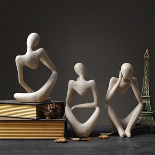 VILEAD Nordic Abstract Thinker Statue Resin Figurine Office Home Decoration Desktop Decor Handmade Crafts Sculpture Modern Art