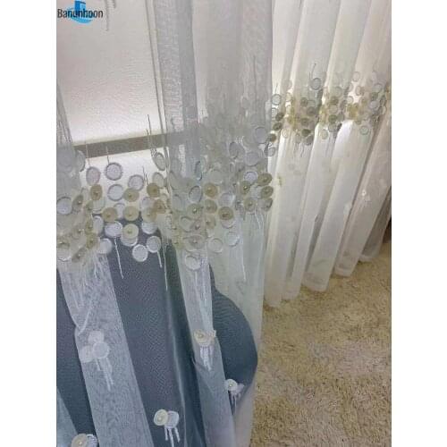 Special Offer Real Woven Curtains High-end 3d Beads Tulle For Living Room Nordic Relief Gray Sheer For Bedroom Treatments