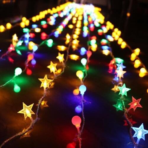 LED String Lights Christmas Snowflakes Star Fairy Lights Holiday Garland Lighting Hanging Ornaments for Room Wedding Party Decor