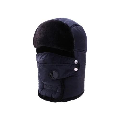 Warm Hat Men Women Bomber Faux Fur Ear Flap Hat Windproof Cap Winter Ski Cotton Solid Color Winter Thick Lei Feng Cap