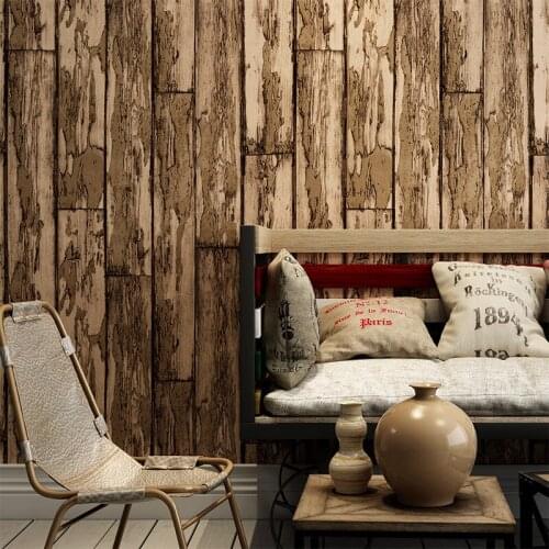 Beibehang Vintage Chinese imitation wood striped wallpaper study bar antique antique nostalgia clothing store 3d wallpaper roll
