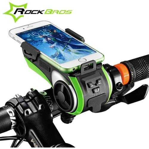 ROCKBROS Waterproof Bicycle Phone Holder Bluetooth Audio MP3 Player Speaker 4400mAh Power Bank +Bicycle Ring Bell + Bike Light