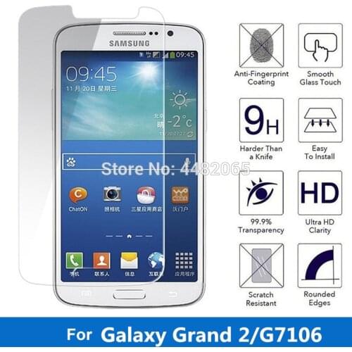 Front Safety Premium Tempered Glass for Samsung Galaxy Grand 2 Screen Protector G7102 G7106 G7108 Protective Glass Film Guard