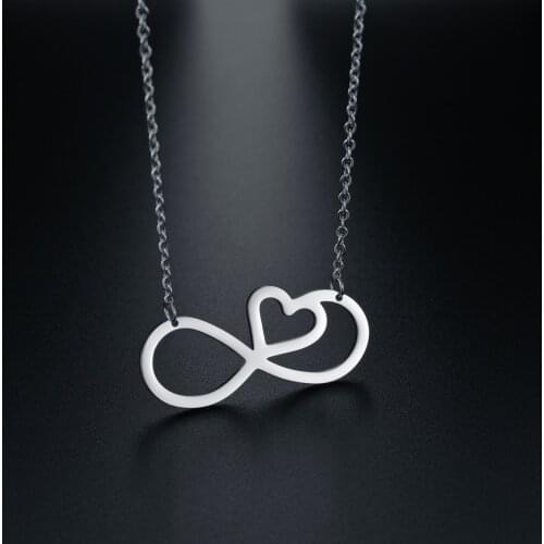 YWSHK Heart Infinite Love Stainless Steel Pendant Necklaces for Women Nurse Girl Promise Jewerly, Glamour Gift, A Drop Shipping