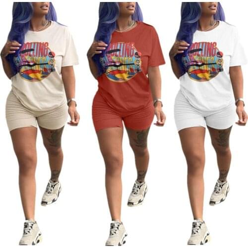 Womens 2-Piece Set Yoga Fitness Short Sleeve T-shirt Tops Cycling Sports High Waist Shorts Sportswear