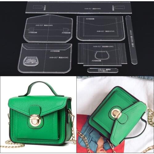 1set Acrylic Stencil Template DIY Leather Handmade Craft women handbag Shoulder bag Sewing Pattern 17*13*7cm