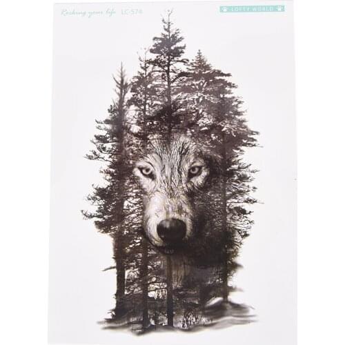 1 Pcs Wolf Forest Arm Tatto Waterproof Temporary Tattoo Sticker Fake Tattoo for Women Men