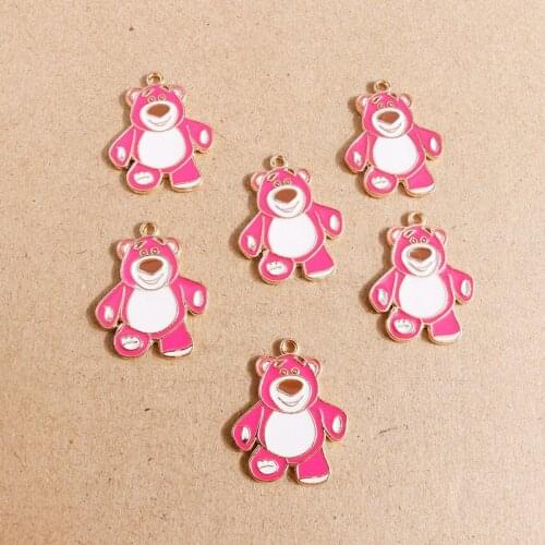 10pcs 22*27mm Animal Charms Cartoon Enamel Bear Charms Pendants for Jewelry Making DIY Necklaces Earrings Crafts Accessories