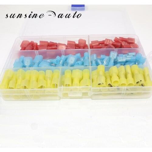 120p 22-16 16-14 12-10 AWG Nylon Fully Insulated Male/Female Spade Quick Splice Wire Crimp Terminals Connectors Assortment Kit