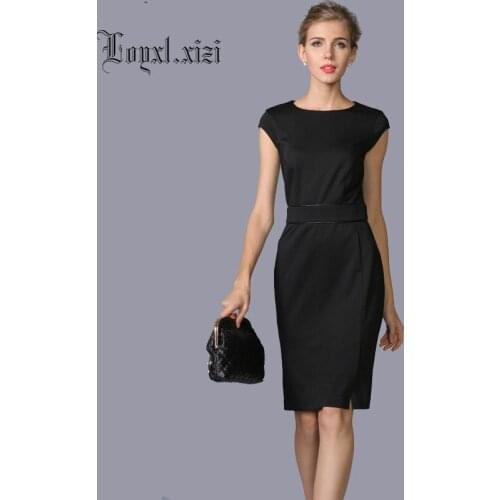 2018 Spring Fashion Office Lady O-Neck Knee-Length Straight Women Dress LQ0002