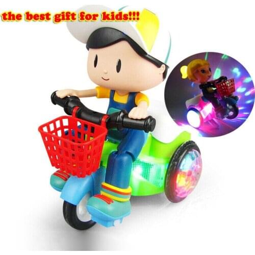 2020 Kids Rotate Stunt Dynamic Lighting Tricycle for Electric Music Toy Car Xmas