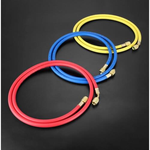 3Pcs R410A AC Charging Applicable Refrigerant Hose Rubber Tube Brass Connector 1/4" SAE Male and Female for Car Air Conditioning