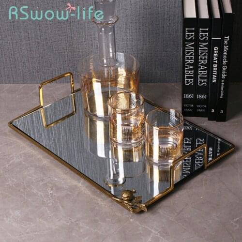 44.5*31*7.5cm Trays Decorative Light Luxury Simple Metal Trays Fashion Home Serving Tray Jewelry Storage Tray