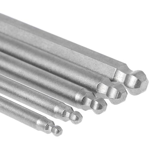 5 Pcs 1/4" Hex Shank 100mm Magnetic Ball End Hexagon Screwdriver Bits Drill Set