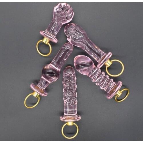 5 Style Small Pyrex Glass Penis Butt Plug Fist Stone Anal Plug Bead Gay sextoy Adult sex toy men woman Prostata massage Buttplug