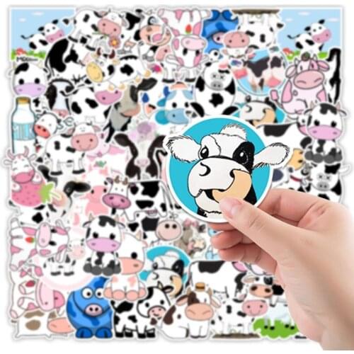 50Pcs/Set Wholesale Cartoon Cows Stickers For Luggage Laptop Skateboard Water Bottle Car Decal Kids Gifts