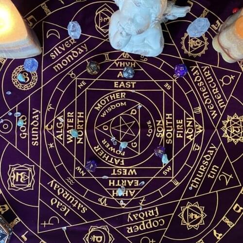 58x58cm Art Pagan Altar Tablecloth Divination Cards Square Table Cover Board Game Velvet Cloth
