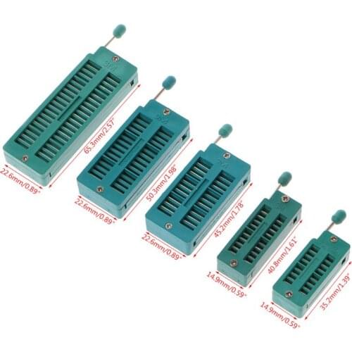 63HA 16 20 24 28 40 P Pin 2.54MM Green DIP Test Universal ZIF IC Socket Welding Type