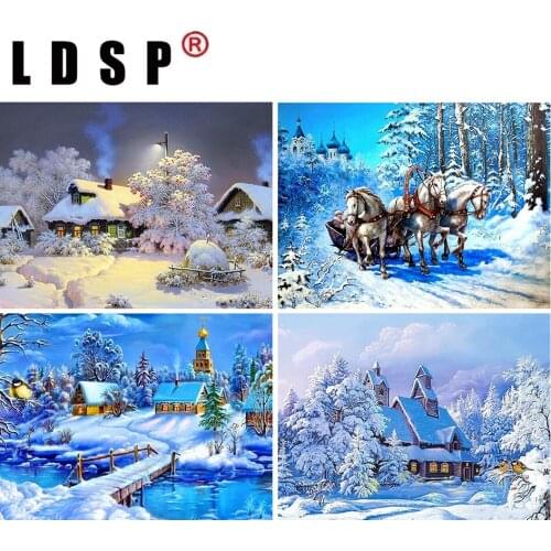 LDSP 5D DIY Diamond Painting Round Drill Winter Nature Cross Stitch Mosaic Picture Rhinestones Embroidery Full Set Scenery Decor