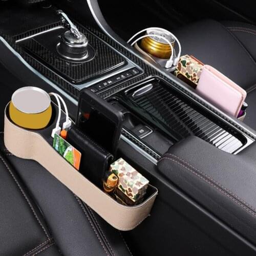 Car Seat Gap Organizer Storage Box ABS Dual USB Ports Phone Charger Cup Holder for Auto Ornaments Interior Accessories