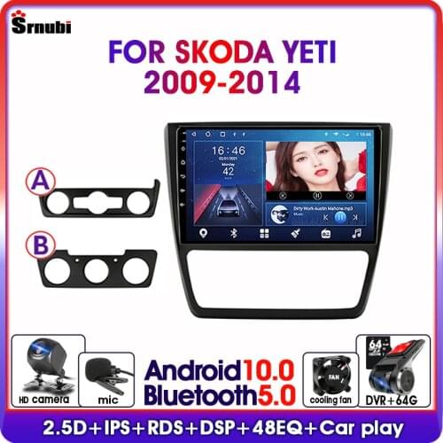 Android 10.0 Car Radio for Skoda Yeti 5L 2009-2014 2 Din DSP RDS GPS Navigation WIFI Multimedia Stereo Video Player Split Screen