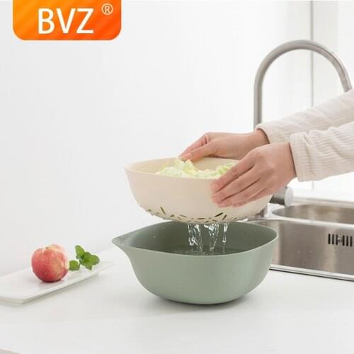 BVZ Fashion Double Drain Basket Bowl Washing Kitchen Strainer Noodles Vegetables Fruit Gift Kitchen Accessories Cooking Tools