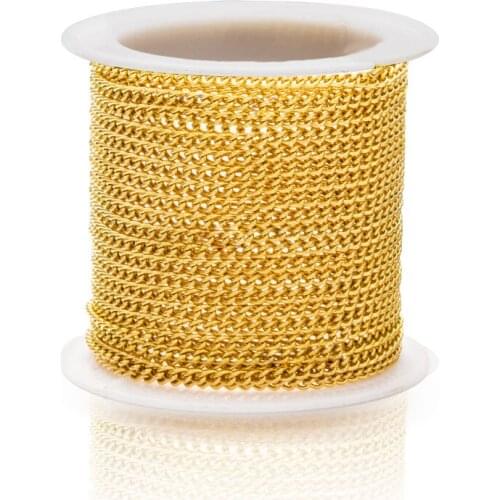 1 Meter Gold Stainless Steel Side Link Chain Charm For DIY Making Jewelry Bracelet Necklace Curb Chains Wholesale Lots Bulk