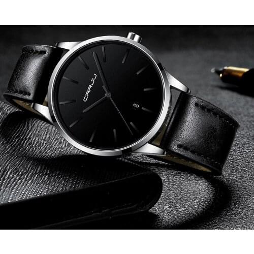 2020 NEW CRRJU Top Luxury Brand Men Sport Watches Mens Quartz Clock Man Army Military Leather Wrist Watch Relogio Masculino