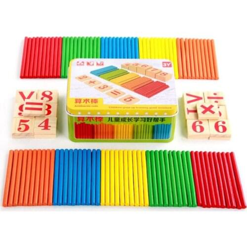 Wooden Preschool Early Learning Puzzle Toys for Cultivate Children Mathematics Game Stick Math Numbers Counting Rods
