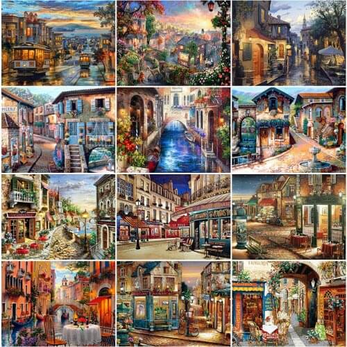 EverShine Diamond Painting Full Drill Landscape Diamond Embroidery City New Arrival Mosaic Street Picture Rhinestones Wall Art