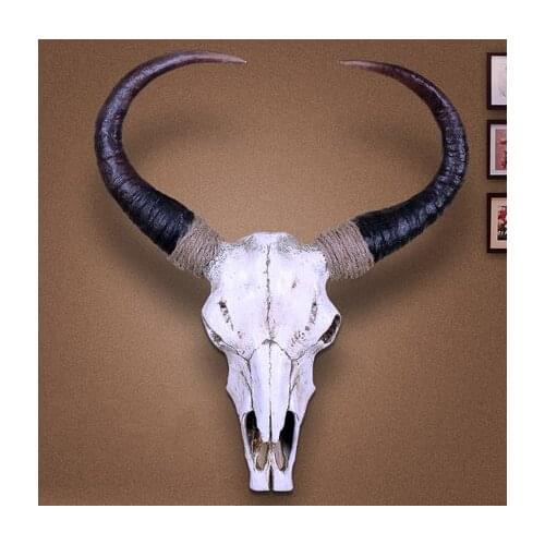 EUROPE VINTAGE COW HEAD SKULL NATURAL RESIN ANIMAL ORNAMENTS DESK DECOR GOAT HEAD SKULL SHOWROOM OFFICE HOME DECORATION